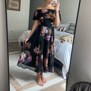 ASOS Off-the-shoulder Floral Midi-Dress